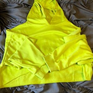 Kittenish neon like green cropped hoodie